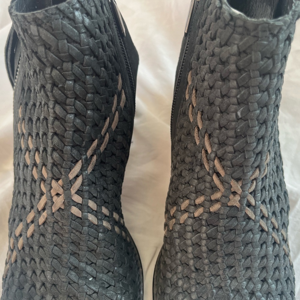 Sam Edelman Black and Brown Leather Woven Block Heel the Cooper - Picture 4 of 10